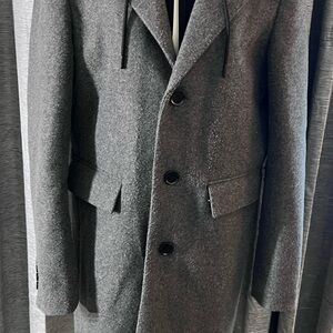 Men’s DKNY Faux Wool Coat with Removable Hooded Bib